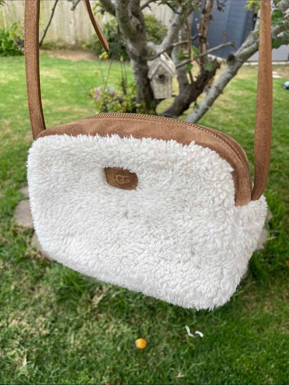 UGG Cream and Tan Mini Shearling Bag